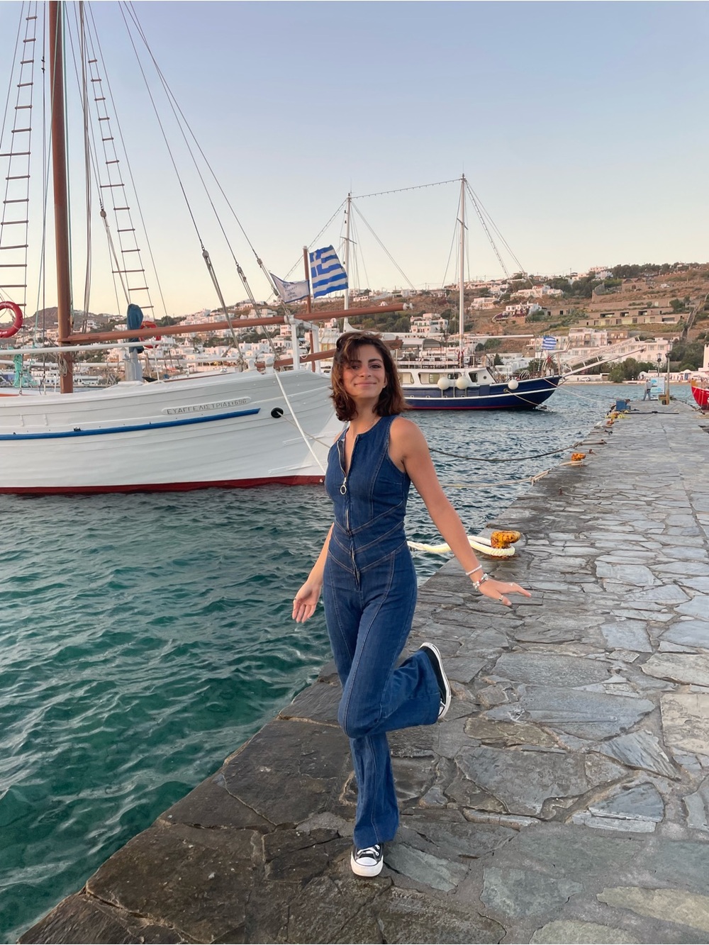 REVICE Dark Blue Denim Jumpsuit - Sleeveless Zip Front